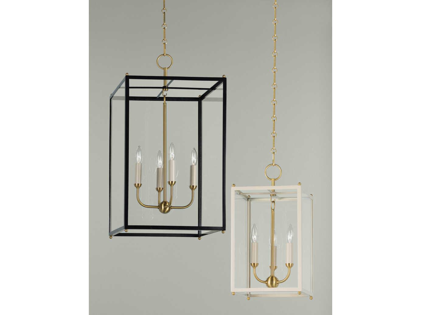 Hudson Valley Chaselton 3-Light Aged Brass White Glass Lantern Mini Pendant