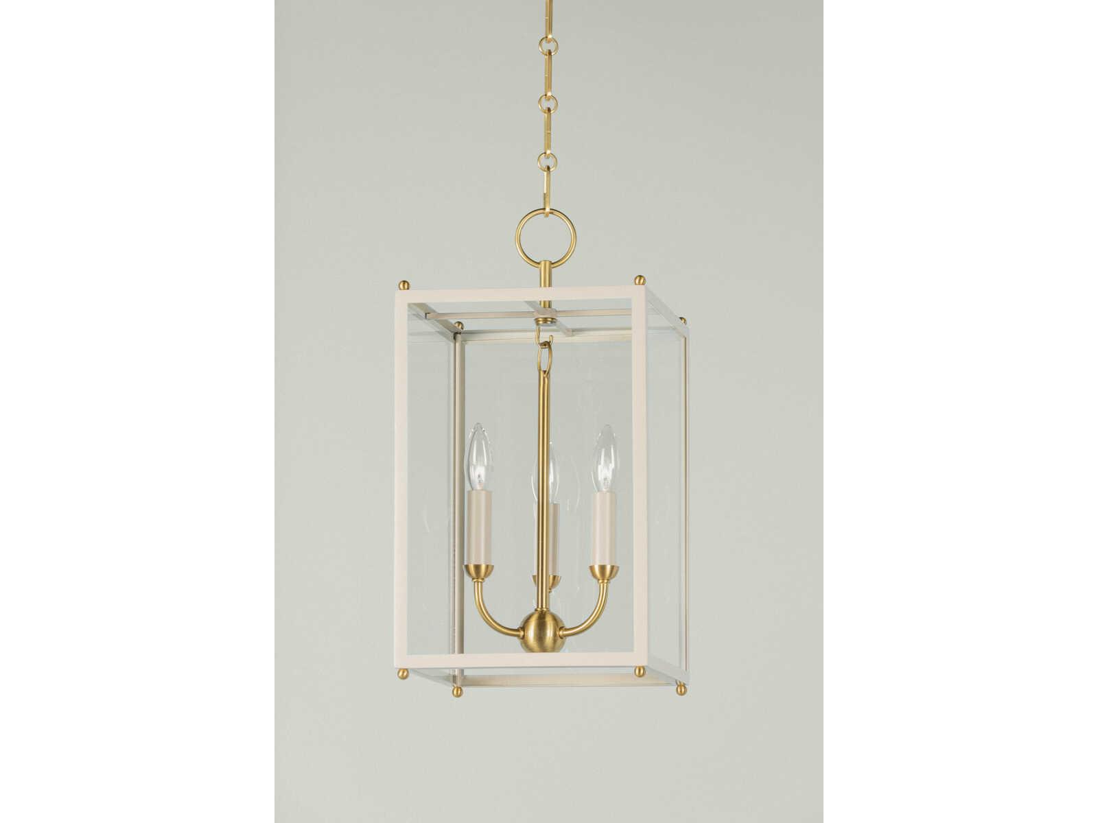 Hudson Valley Chaselton 3-Light Aged Brass White Glass Lantern Mini Pendant
