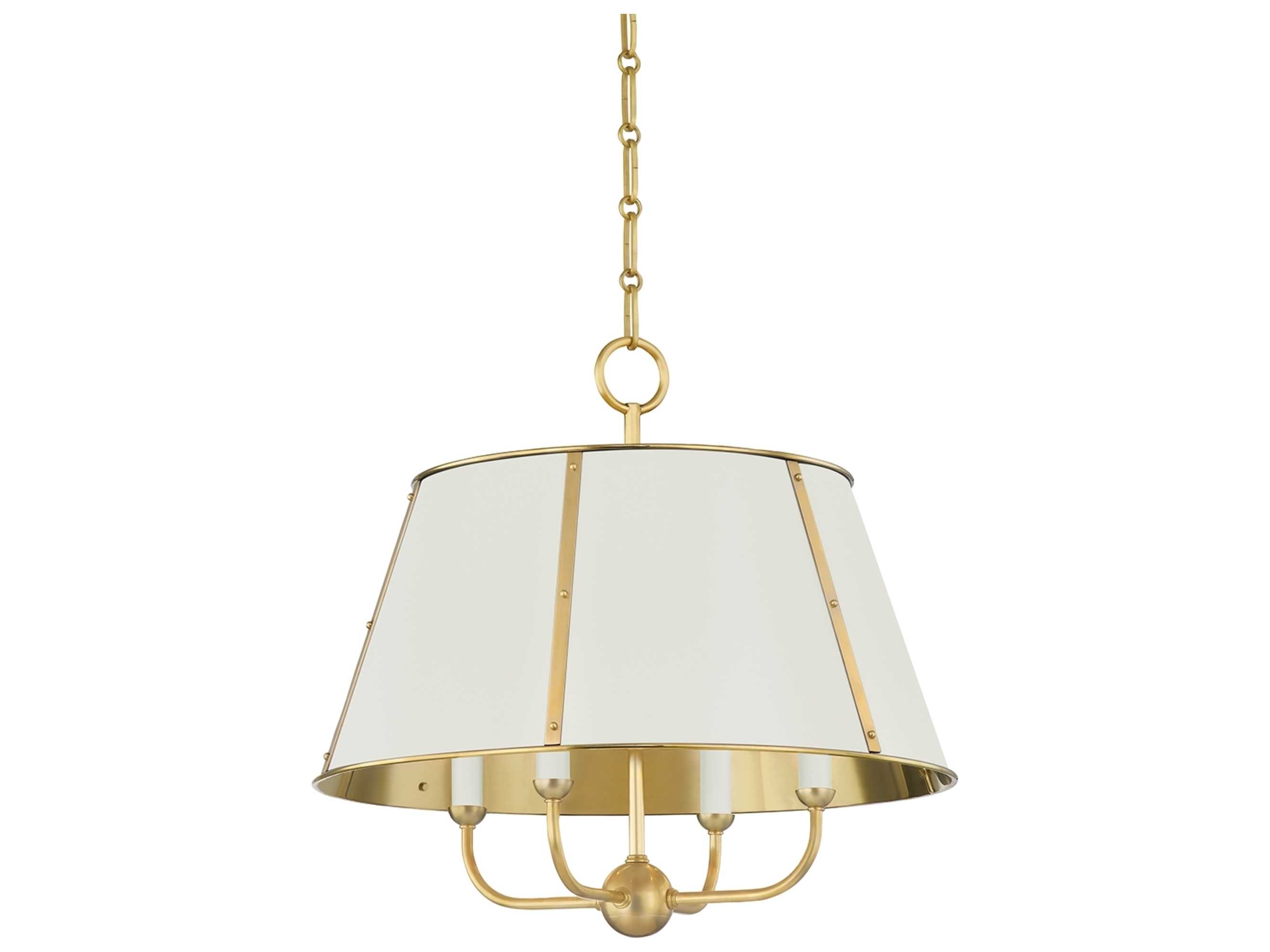 Hudson Valley Cambridge 4-Light Aged Brass off White Candelabra Empire Chandelier