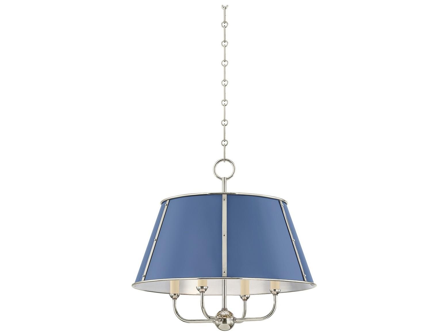 Hudson Valley Cambridge 4-Light Polished Nickel Soft French Blue Candelabra Chandelier