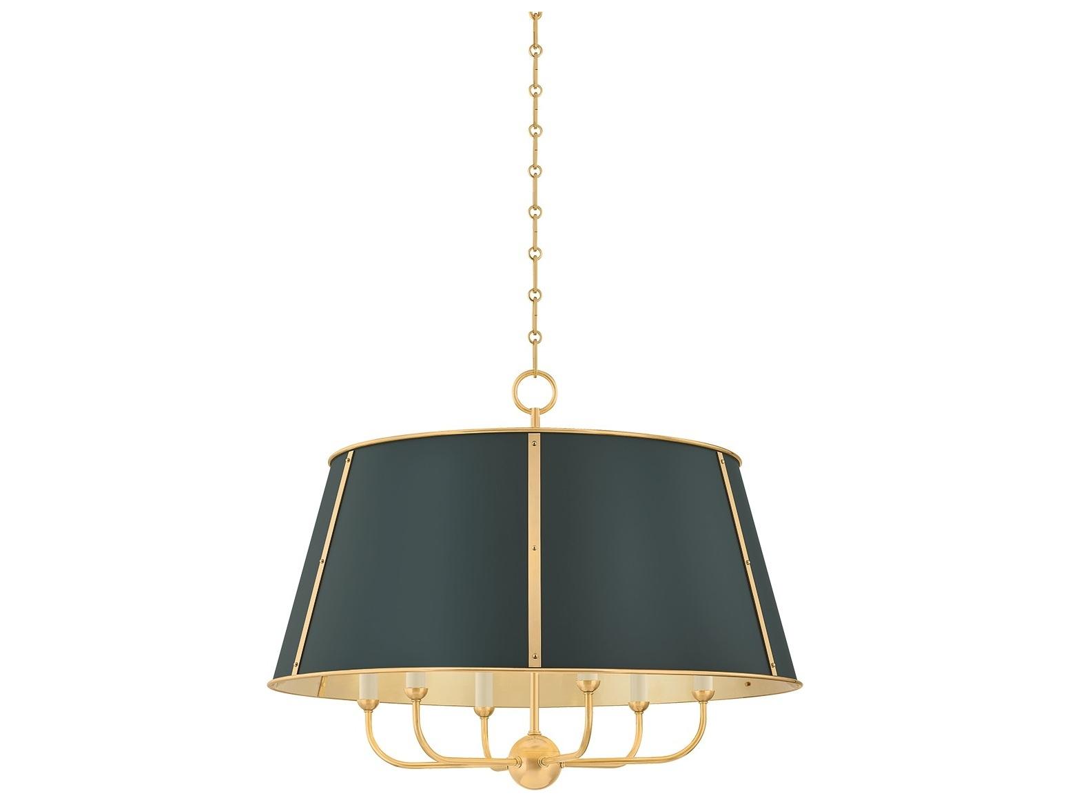 Hudson Valley Cambridge 6-Light Aged Brass Soft Studio Green Candelabra Chandelier