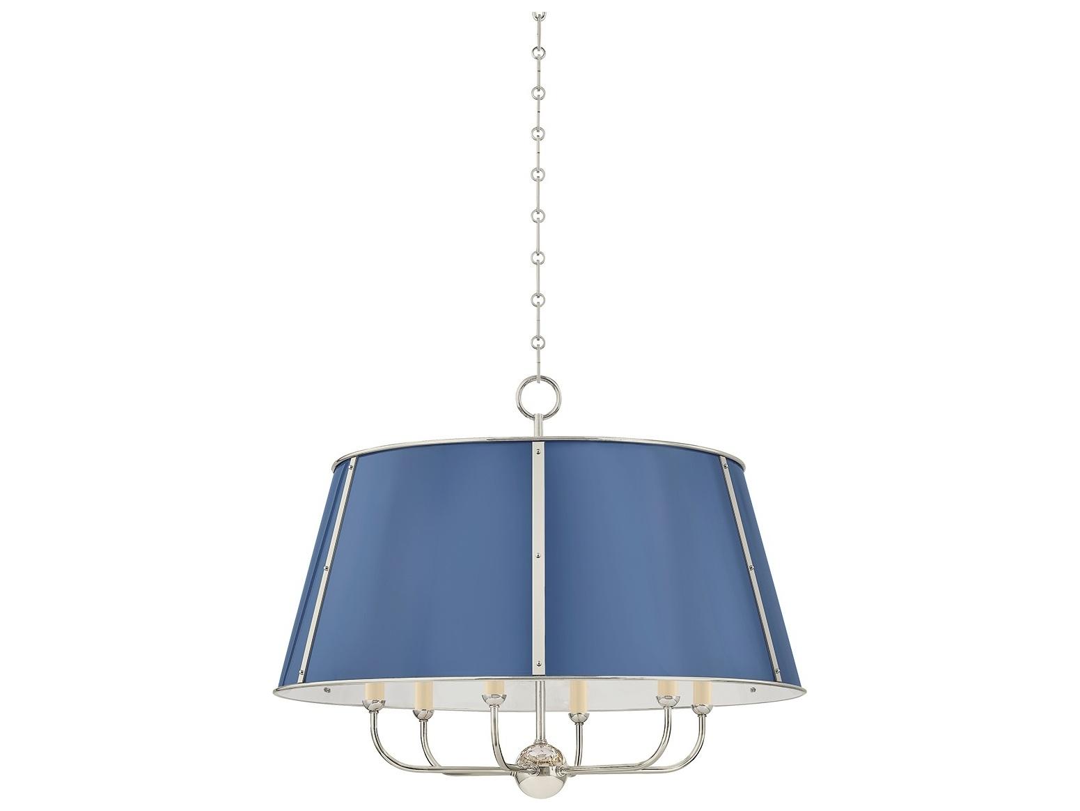 Hudson Valley Cambridge 6-Light Polished Nickel Soft French Blue Candelabra Chandelier