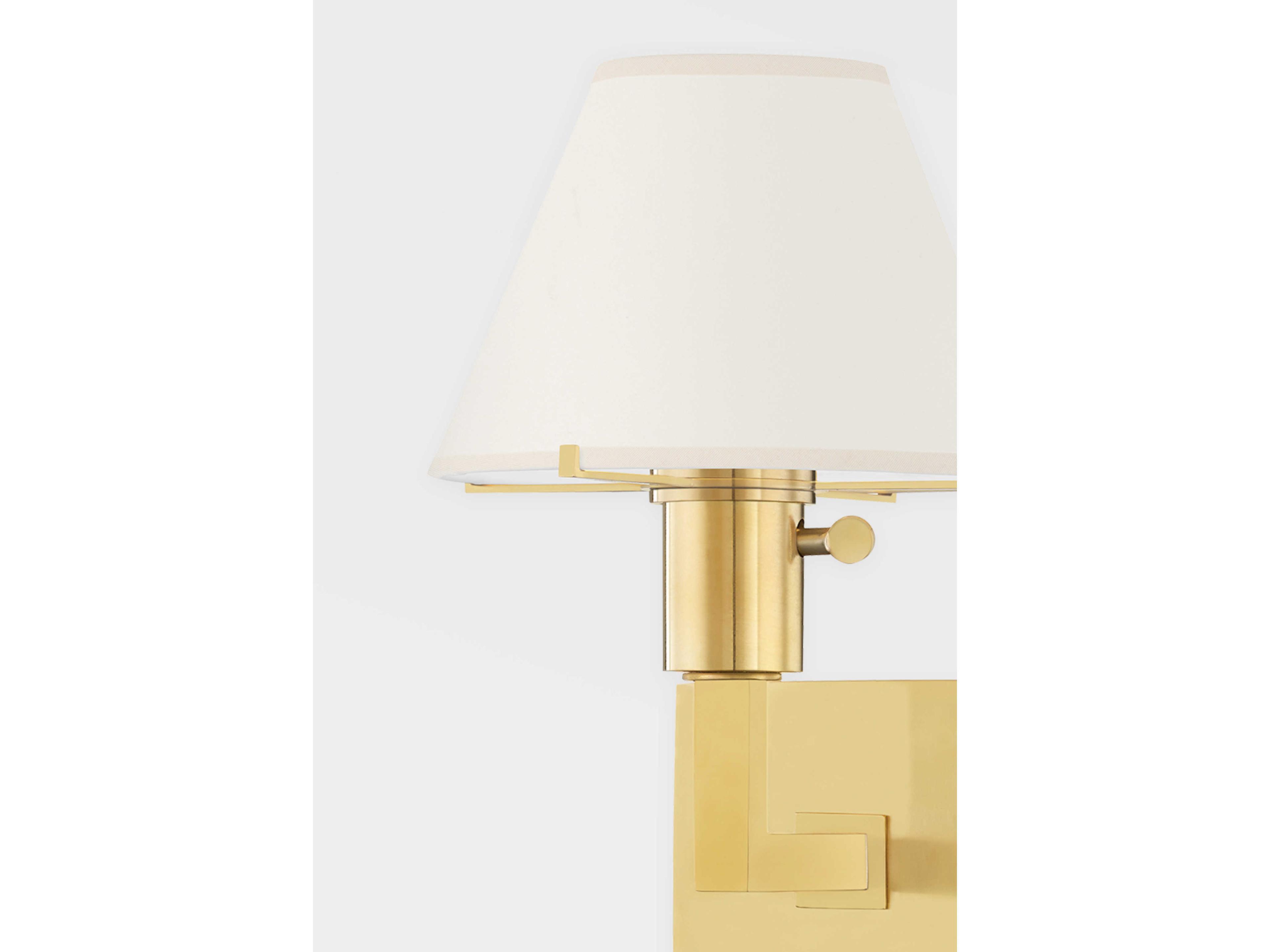 Hudson Valley Leeds 1-Light Aged Brass Cream Paper Wall Sconce