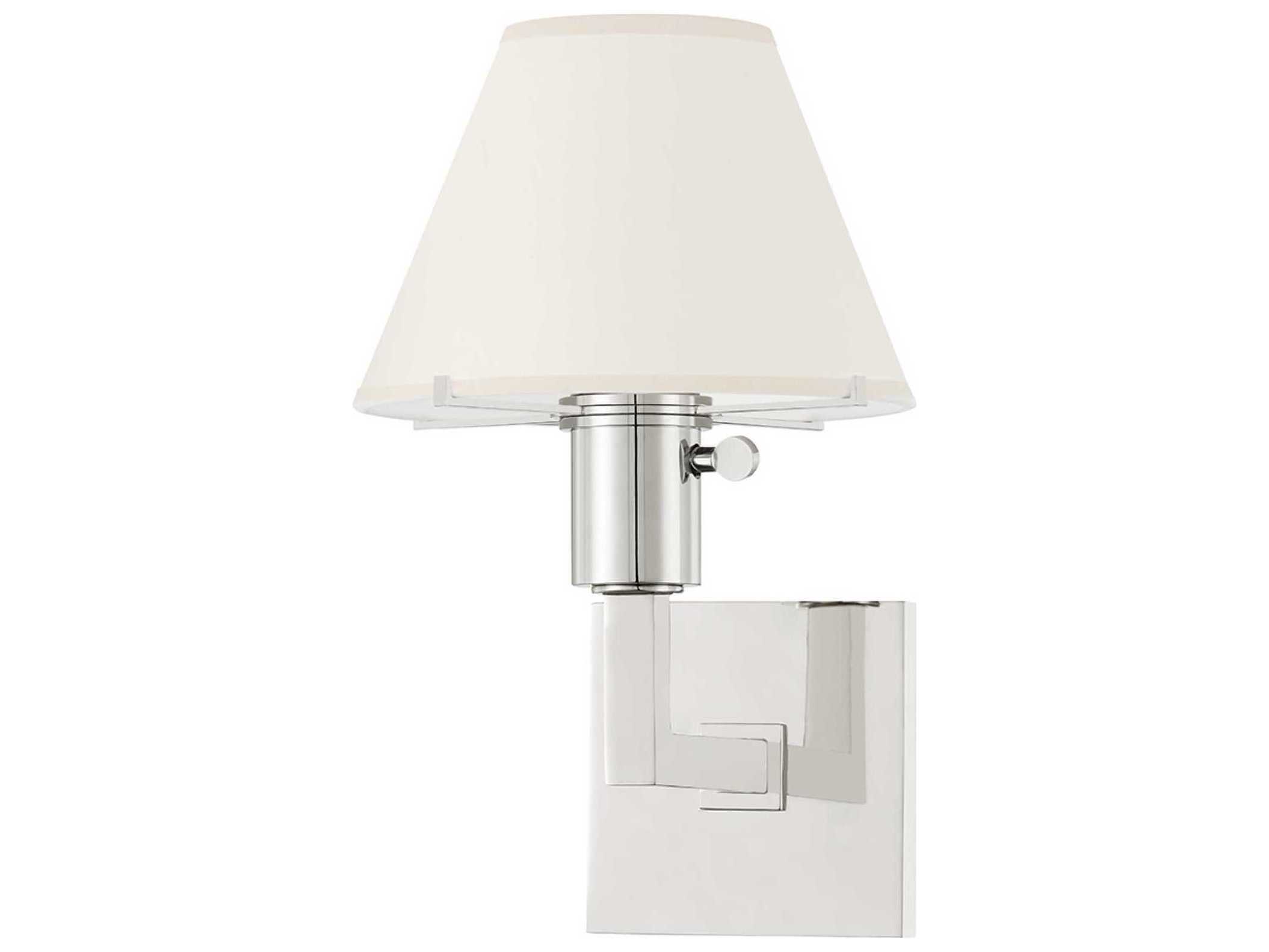 Hudson Valley Leeds 1-Light Polished Nickel Cream Paper Wall Sconce