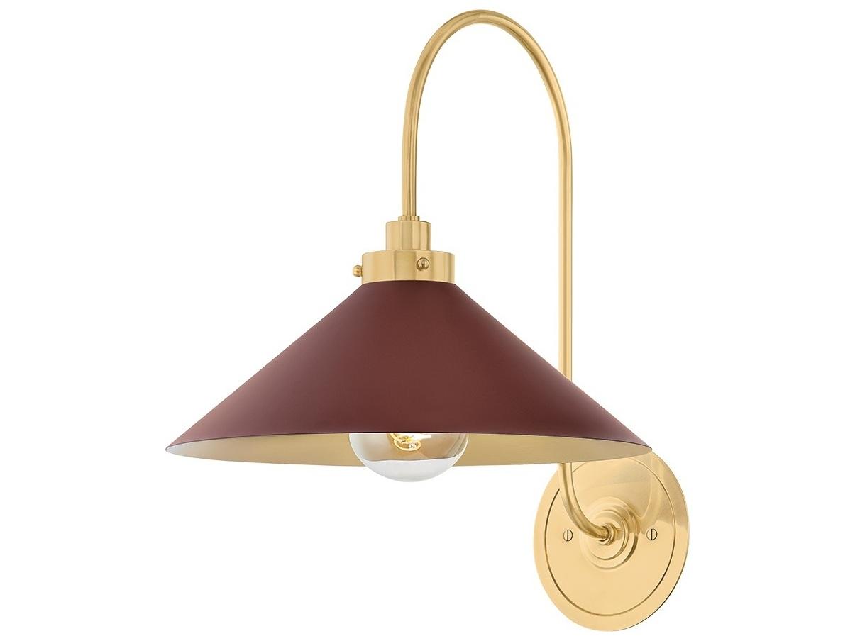 Hudson Valley Clivedon 1-Light Aged Brass Soft Crimson Wall Sconce