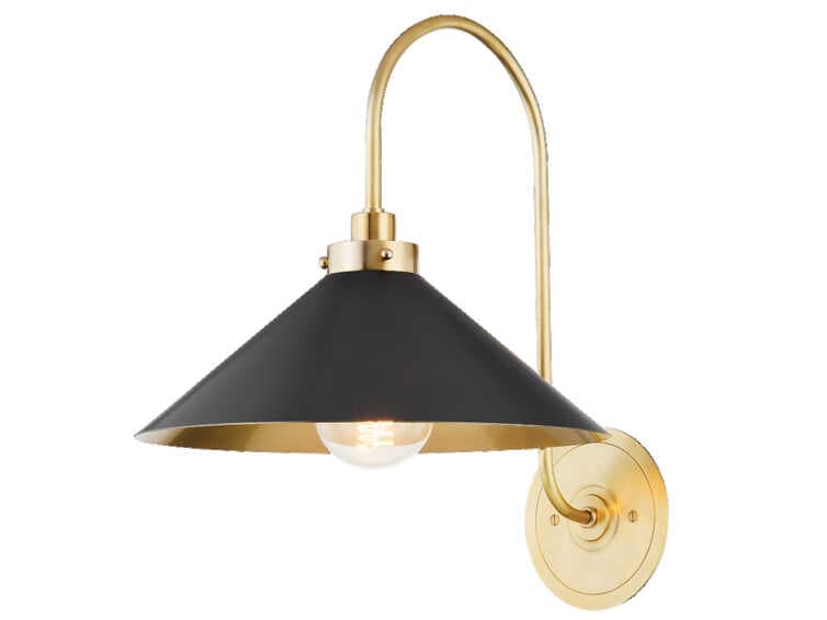 Hudson Valley Clivedon 1-Light Aged Brass Black Wall Sconce