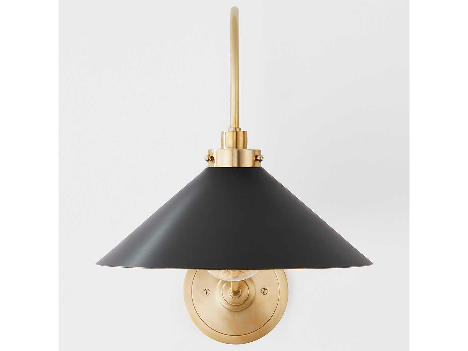 Hudson Valley Clivedon 1-Light Aged Brass Black Wall Sconce