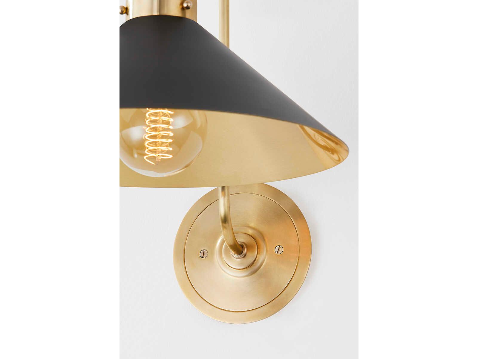 Hudson Valley Clivedon 1-Light Aged Brass Black Wall Sconce