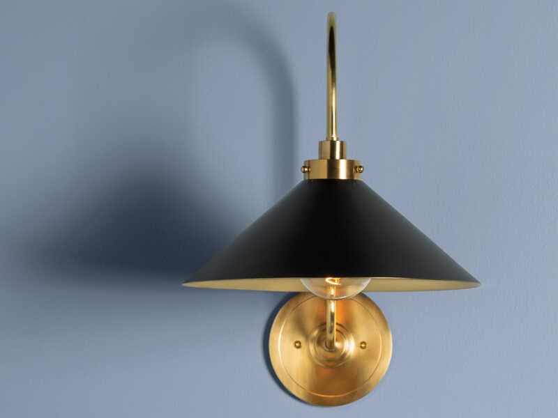 Hudson Valley Clivedon 1-Light Aged Brass Black Wall Sconce