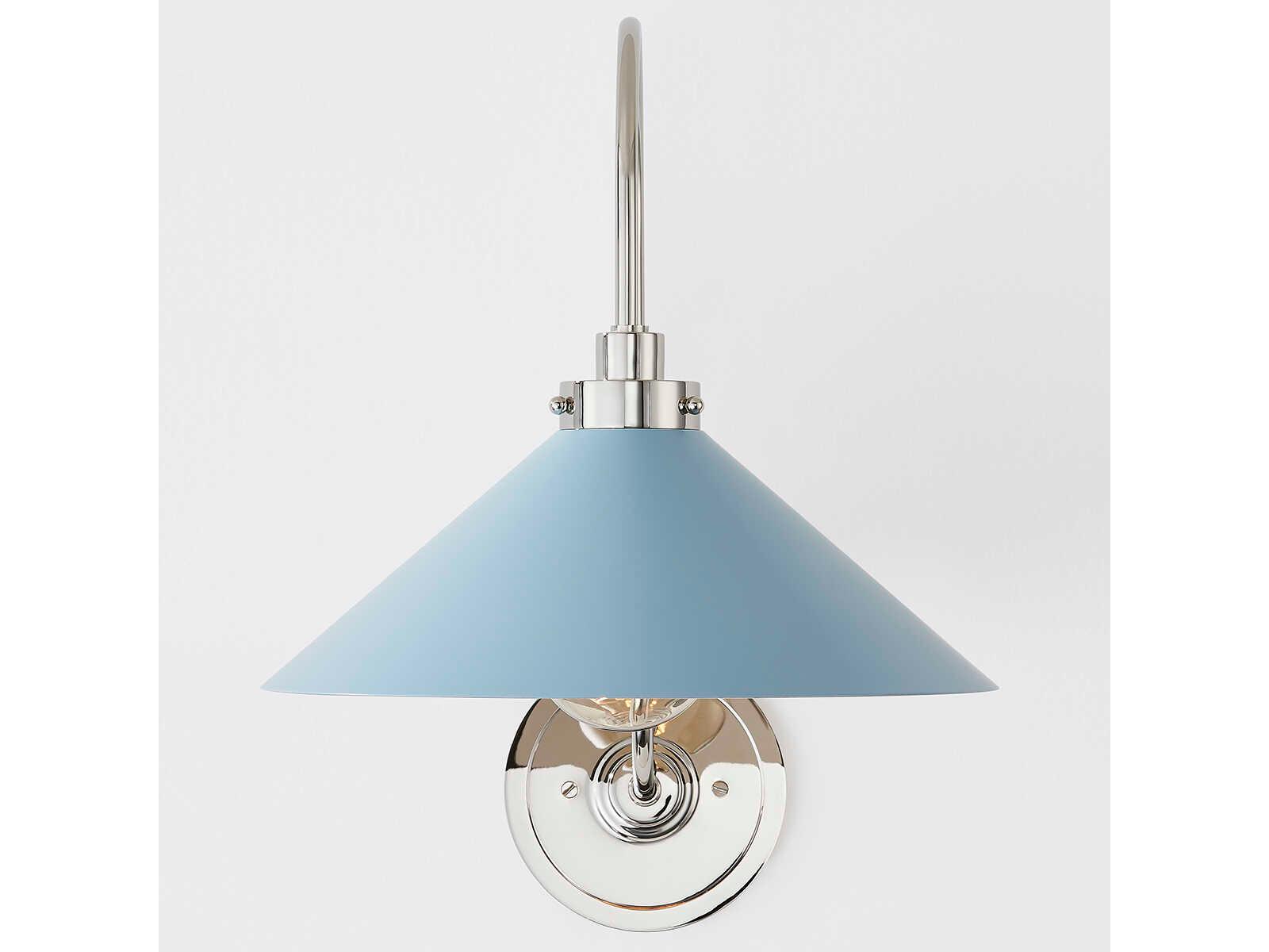 Hudson Valley Clivedon 1-Light Polished Nickel Blue Wall Sconce
