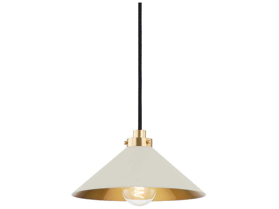 Hudson Valley Clivedon 1-Light Aged Brass White Mini Pendant