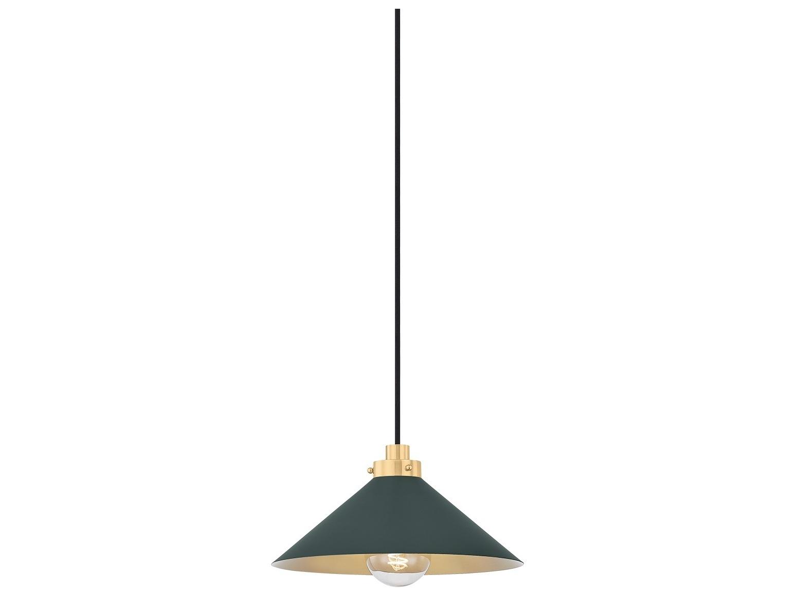 Hudson Valley Clivedon 1-Light Aged Brass Soft Studio Green Mini Pendant