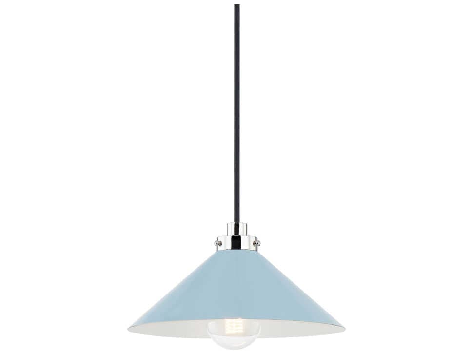 Hudson Valley Clivedon 1-Light Polished Nickel Blue Mini Pendant