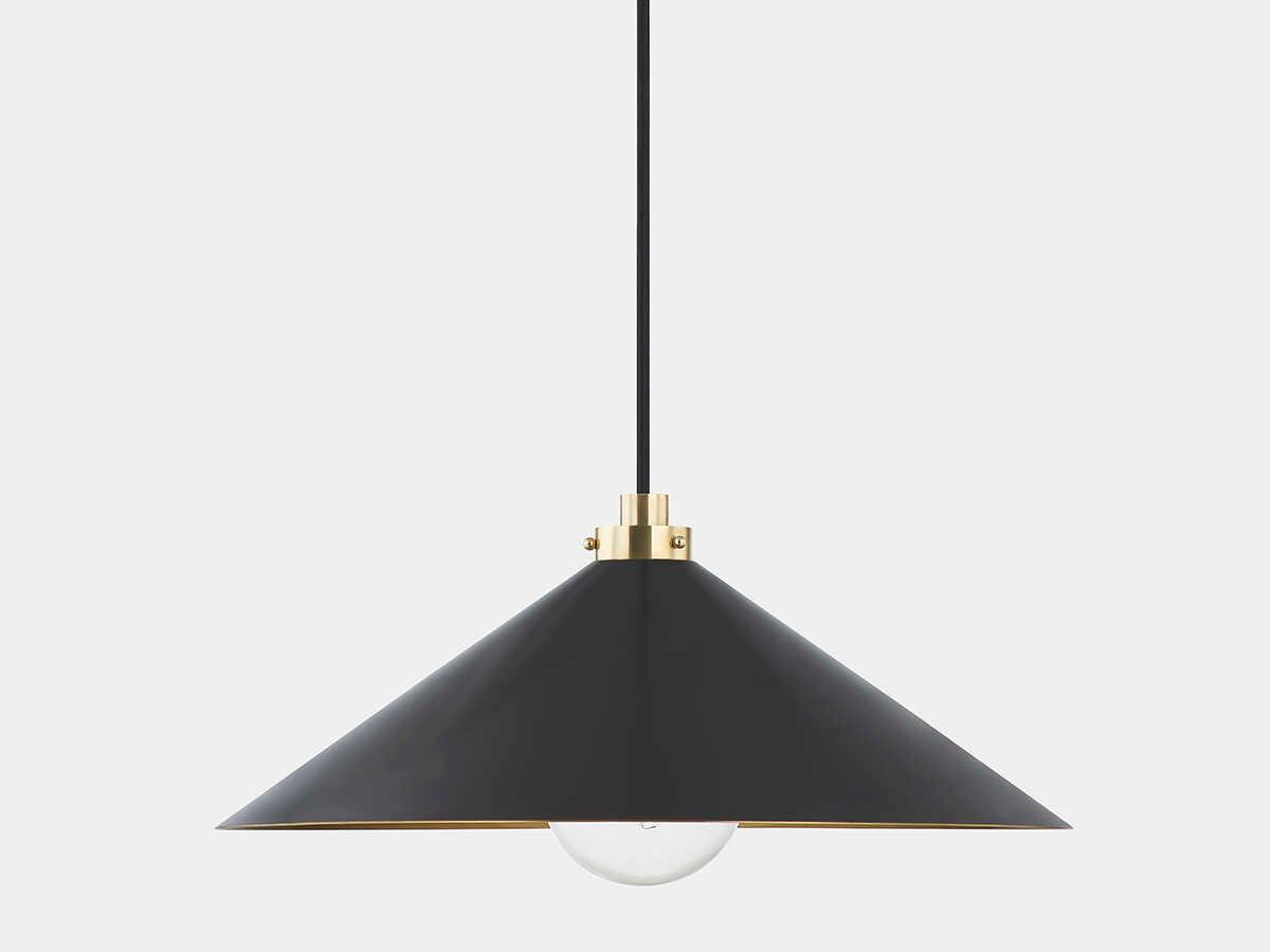 Hudson Valley Clivedon 1-Light Aged Brass Black Pendant