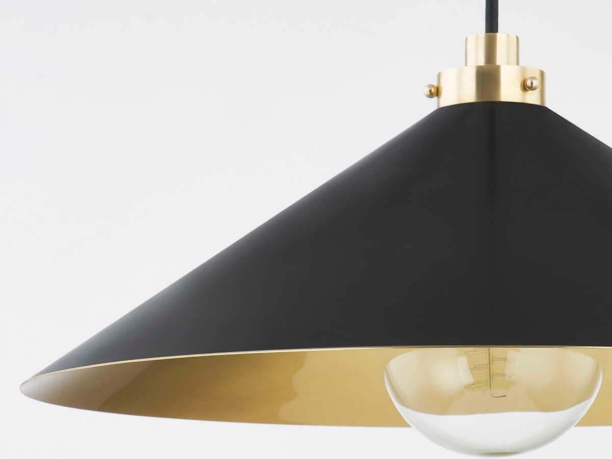 Hudson Valley Clivedon 1-Light Aged Brass Black Pendant
