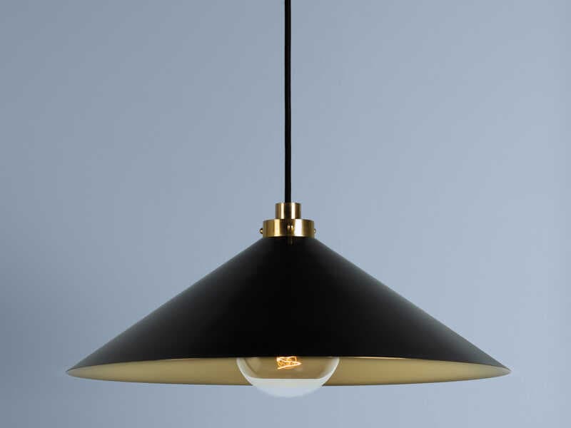Hudson Valley Clivedon 1-Light Aged Brass Black Pendant