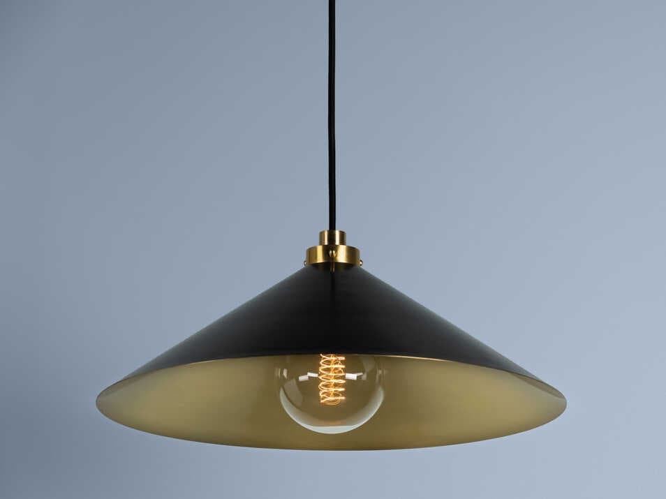 Hudson Valley Clivedon 1-Light Aged Brass Black Pendant