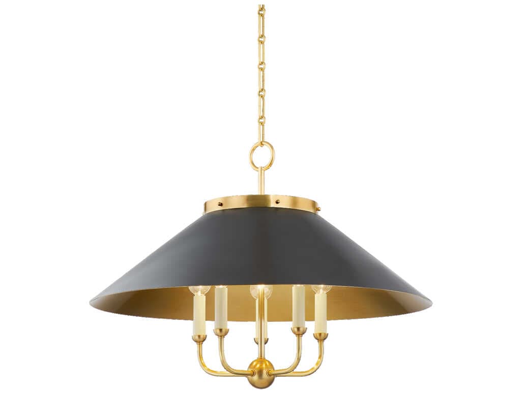 Hudson Valley Clivedon 5-Light Aged Brass Black Candelabra Chandelier