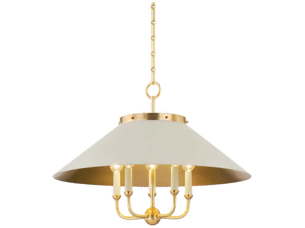Hudson Valley Clivedon 5-Light Aged Brass White Candelabra Chandelier
