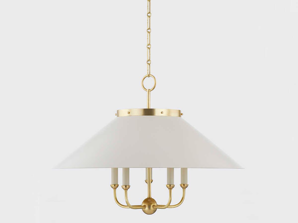 Hudson Valley Clivedon 5-Light Aged Brass White Candelabra Chandelier