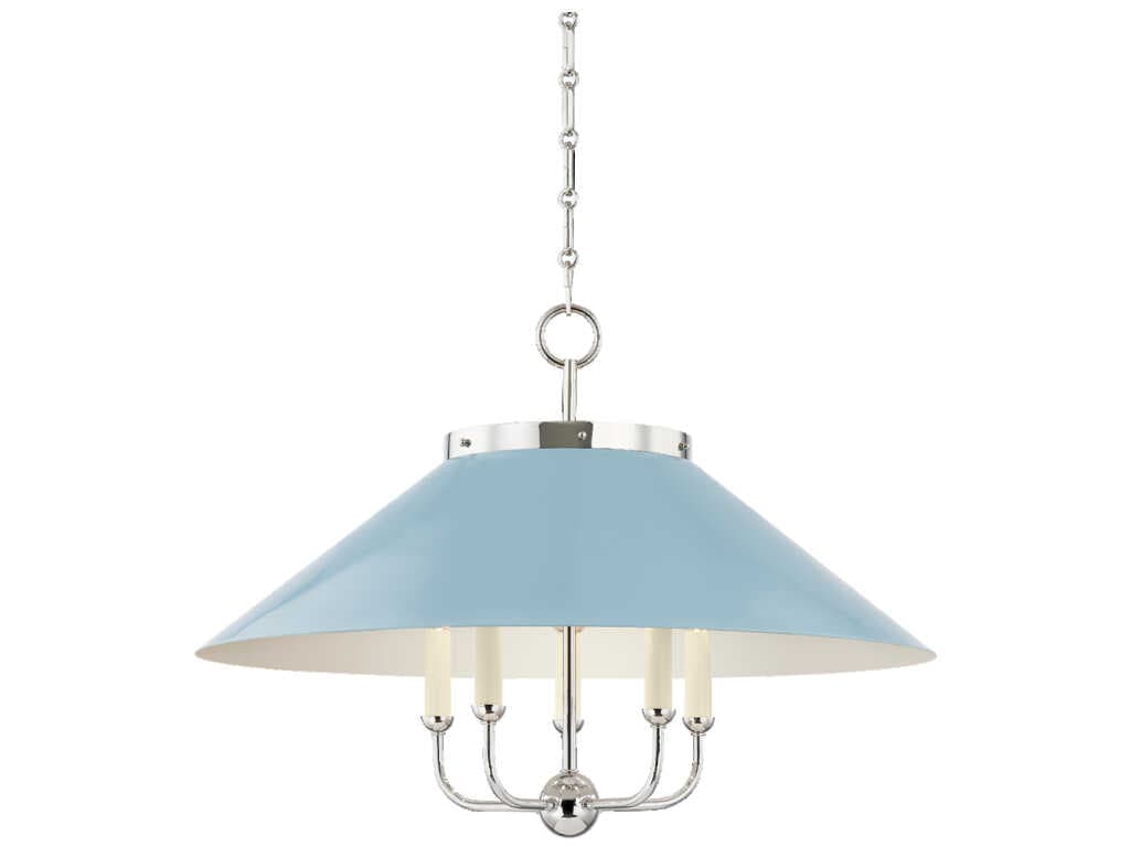 Hudson Valley Clivedon 5-Light Polished Nickel Blue Candelabra Chandelier