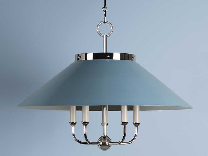 Hudson Valley Clivedon 5-Light Polished Nickel Blue Candelabra Chandelier