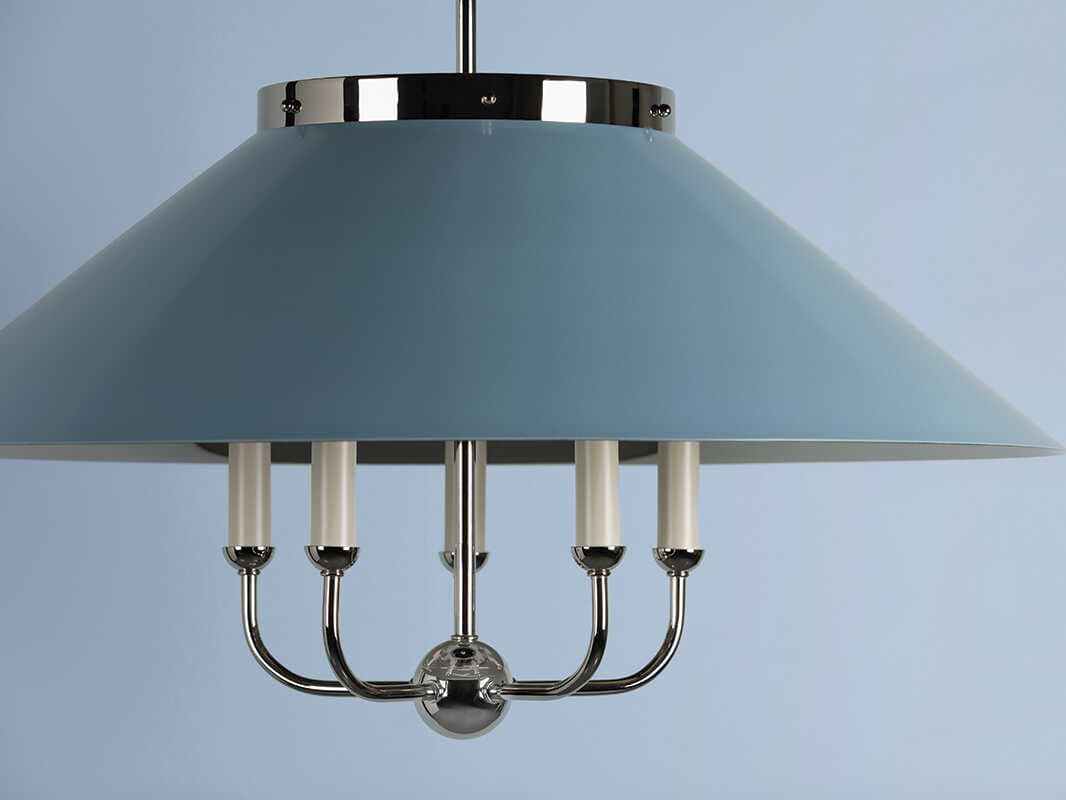 Hudson Valley Clivedon 5-Light Polished Nickel Blue Candelabra Chandelier