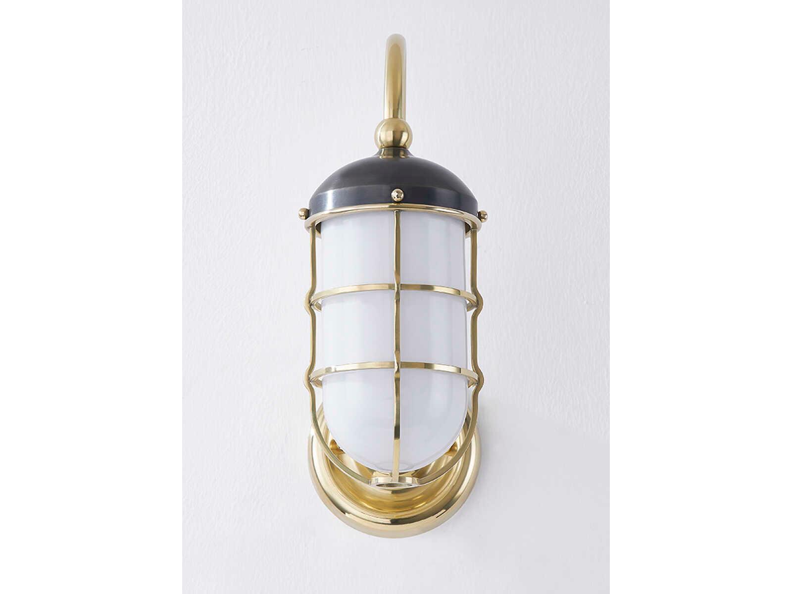 Hudson Valley Holkham 1-Light Aged Brass Black Glass Wall Sconce