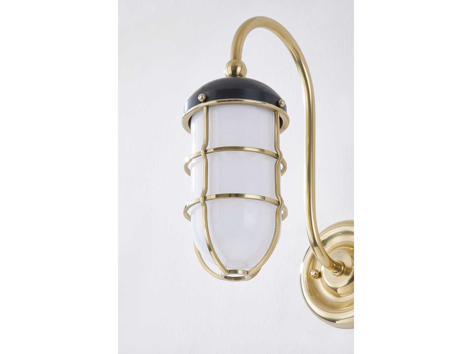 Hudson Valley Holkham 1-Light Aged Brass Black Glass Wall Sconce