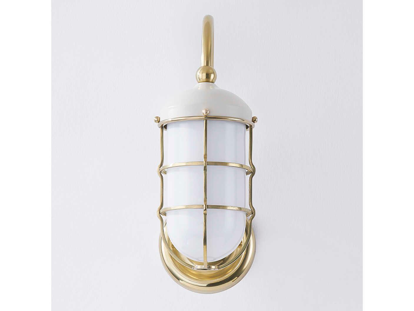Hudson Valley Holkham 1-Light Aged Brass White Glass Wall Sconce