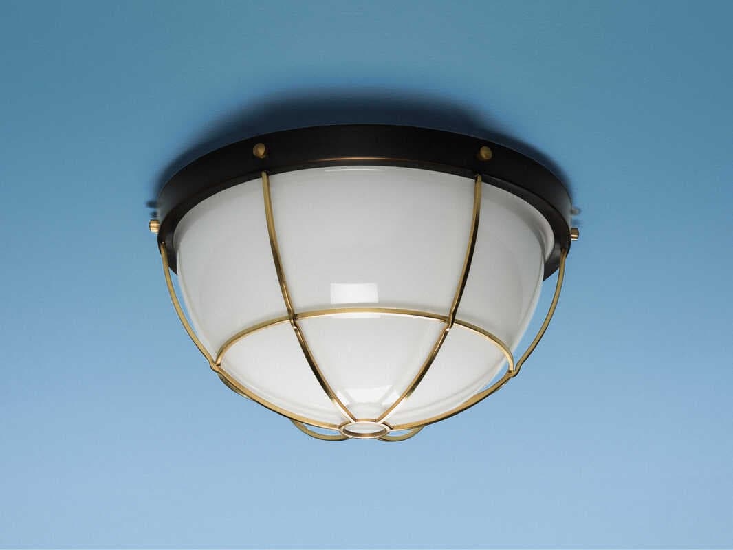 Hudson Valley Holkham 2-Light Aged Brass Black Glass Bowl Flush Mount