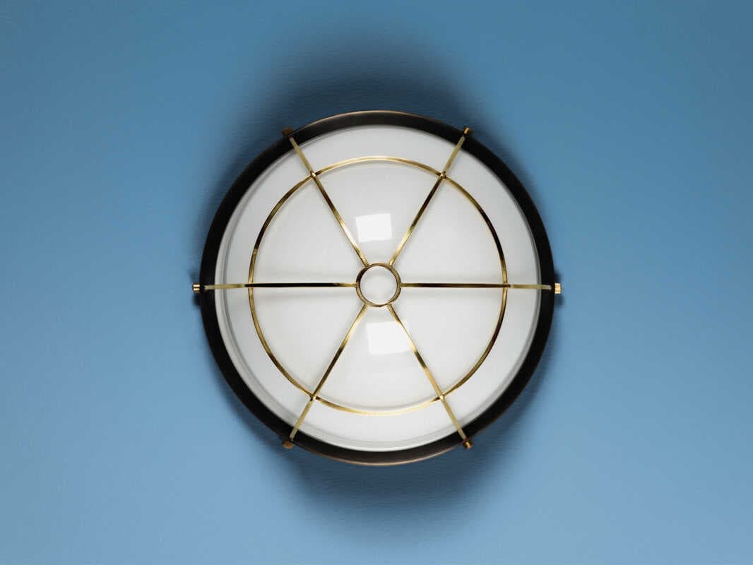 Hudson Valley Holkham 2-Light Aged Brass Black Glass Bowl Flush Mount