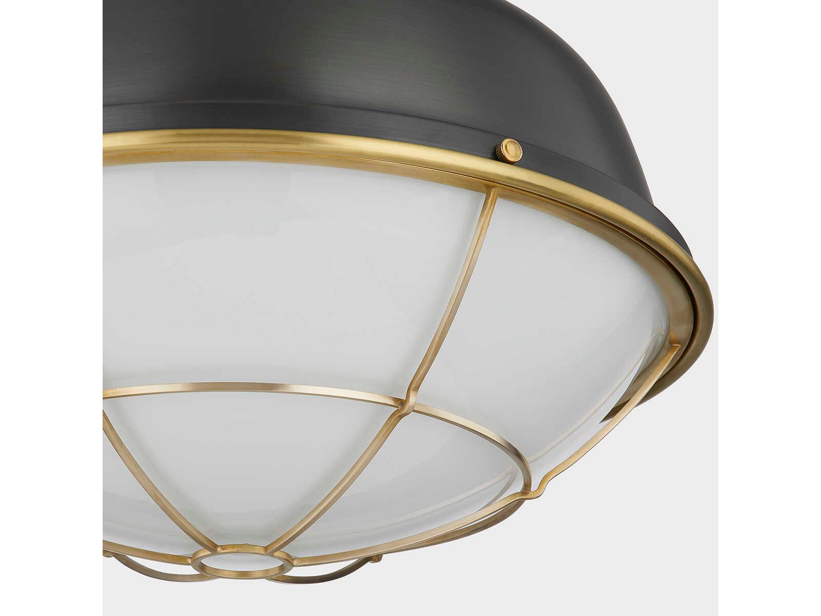 Hudson Valley Holkham 1-Light Aged Brass Black Glass Bowl Pendant