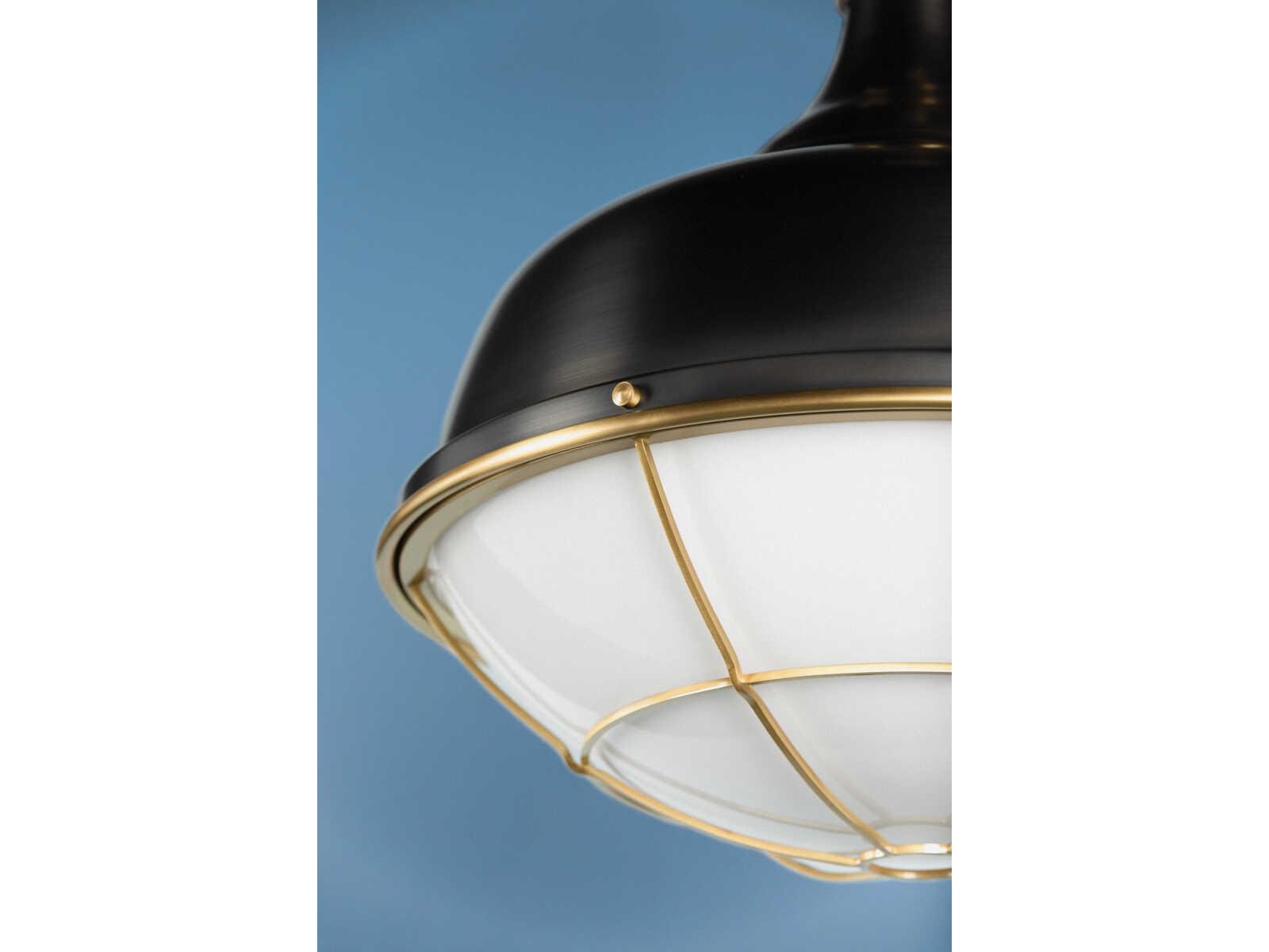 Hudson Valley Holkham 1-Light Aged Brass Black Glass Bowl Pendant