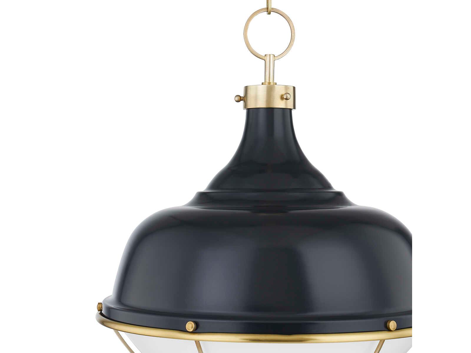 Hudson Valley Holkham 1-Light Aged Brass Black Glass Bowl Pendant