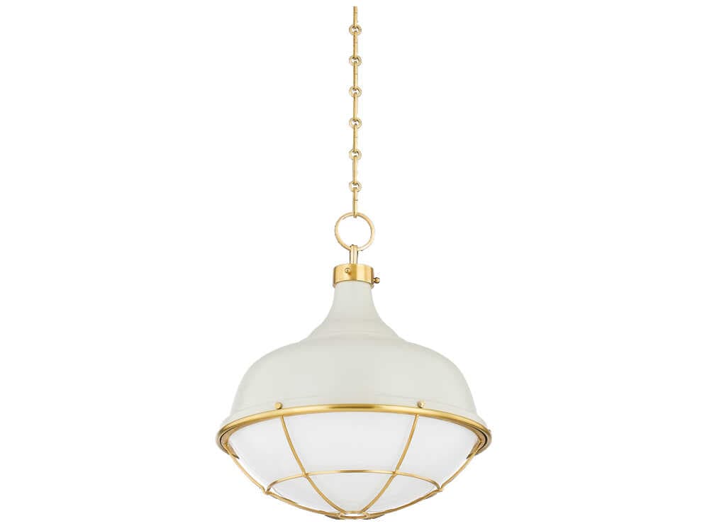 Hudson Valley Holkham 1-Light Aged Brass White Glass Bowl Pendant