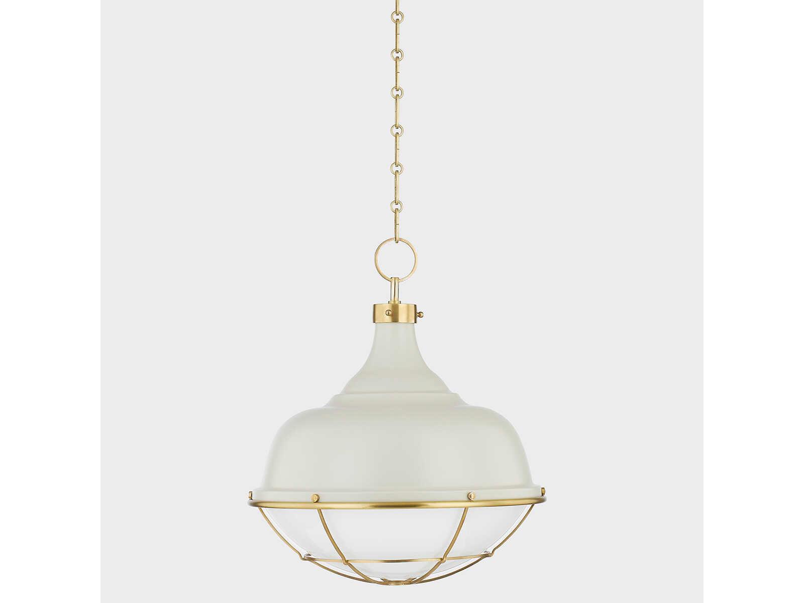 Hudson Valley Holkham 1-Light Aged Brass White Glass Bowl Pendant