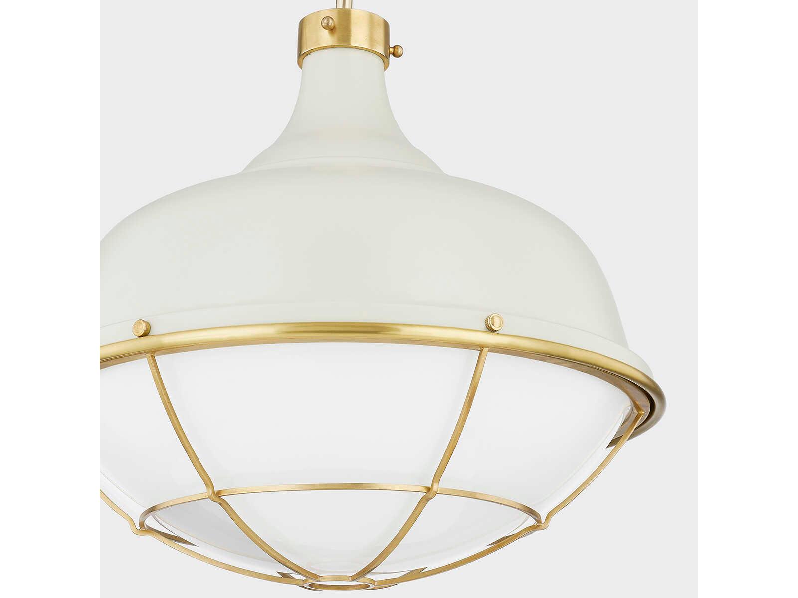 Hudson Valley Holkham 1-Light Aged Brass White Glass Bowl Pendant