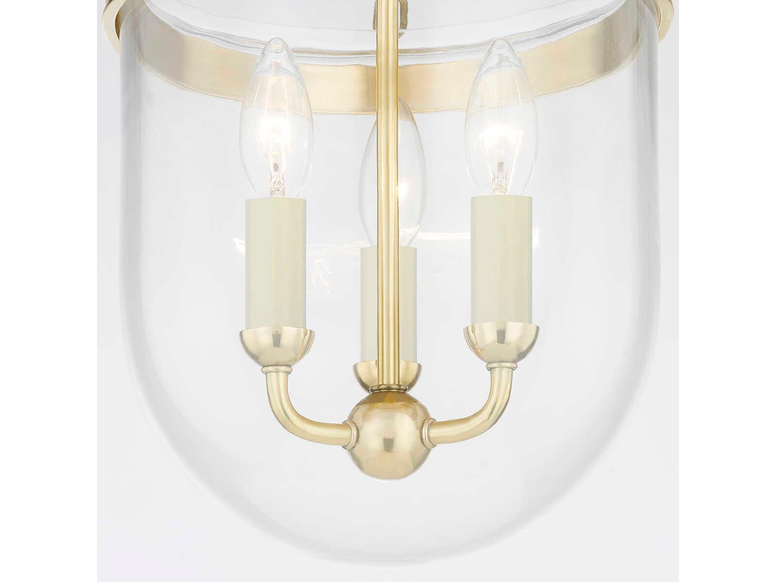 Hudson Valley Rousham 3-Light Aged Brass Glass Semi Flush Mount