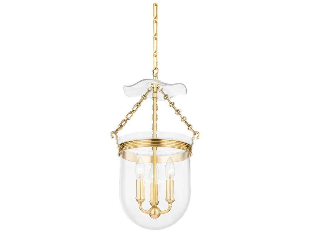 Hudson Valley Rousham 3-Light Aged Brass Glass Pendant