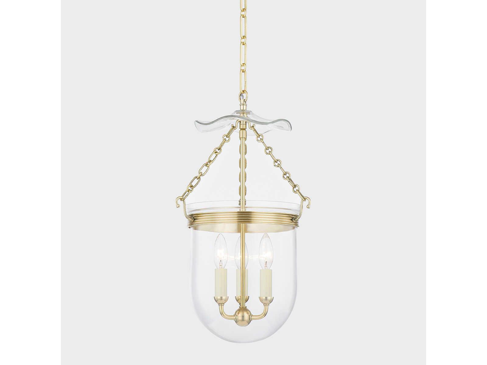 Hudson Valley Rousham 3-Light Aged Brass Glass Pendant