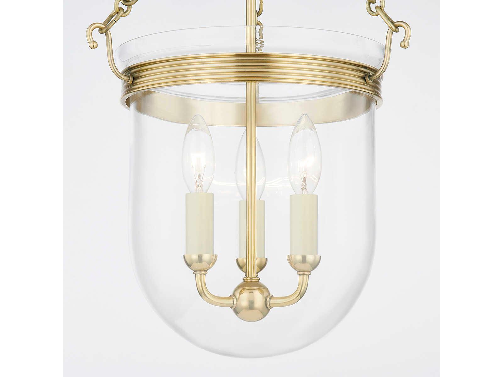 Hudson Valley Rousham 3-Light Aged Brass Glass Pendant