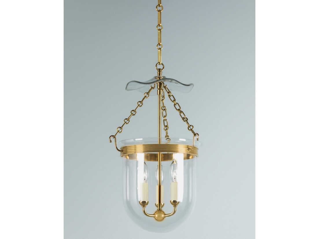 Hudson Valley Rousham 3-Light Aged Brass Glass Pendant
