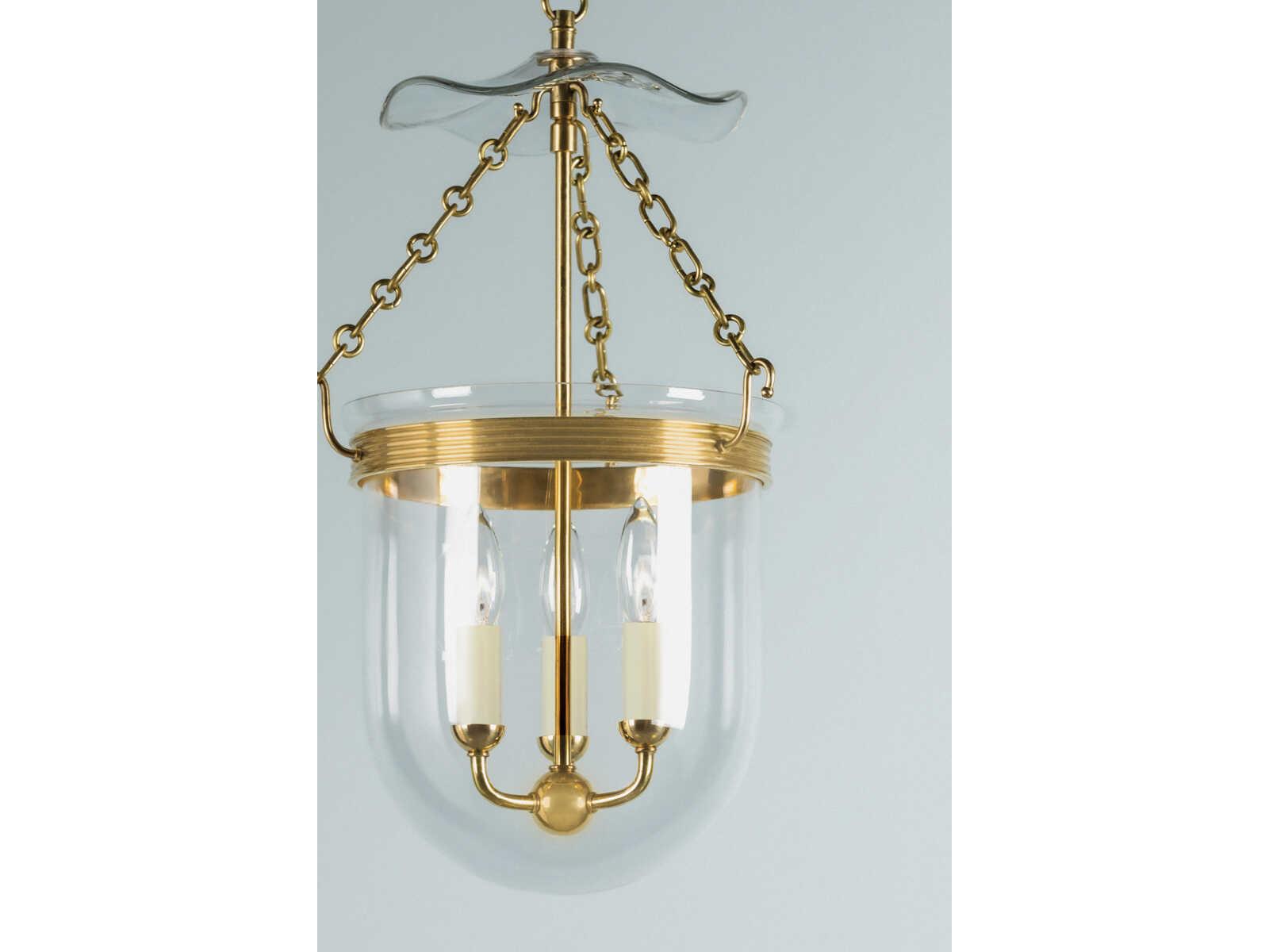 Hudson Valley Rousham 3-Light Aged Brass Glass Pendant