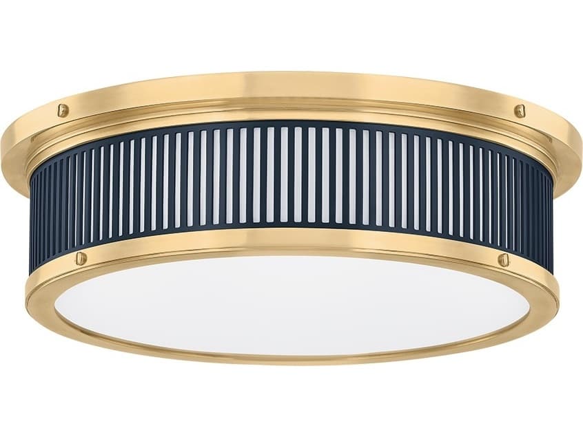 Hudson Valley Ashdown 1-Light Aged Brass Distressed Bronze Round Flush Mount