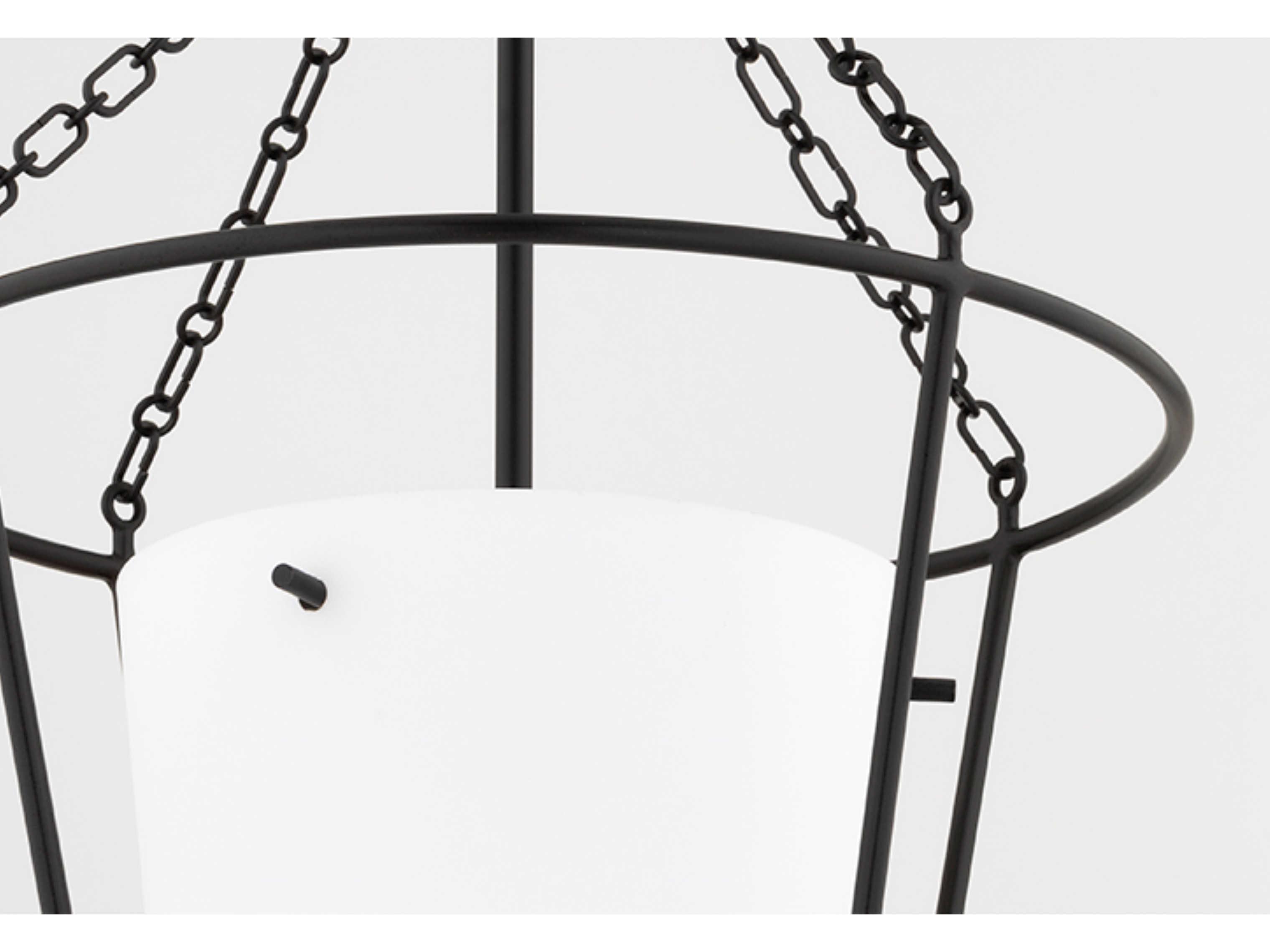 Hudson Valley Worchester 1-Light Aged Iron Opal Matte Black Glass Pendant