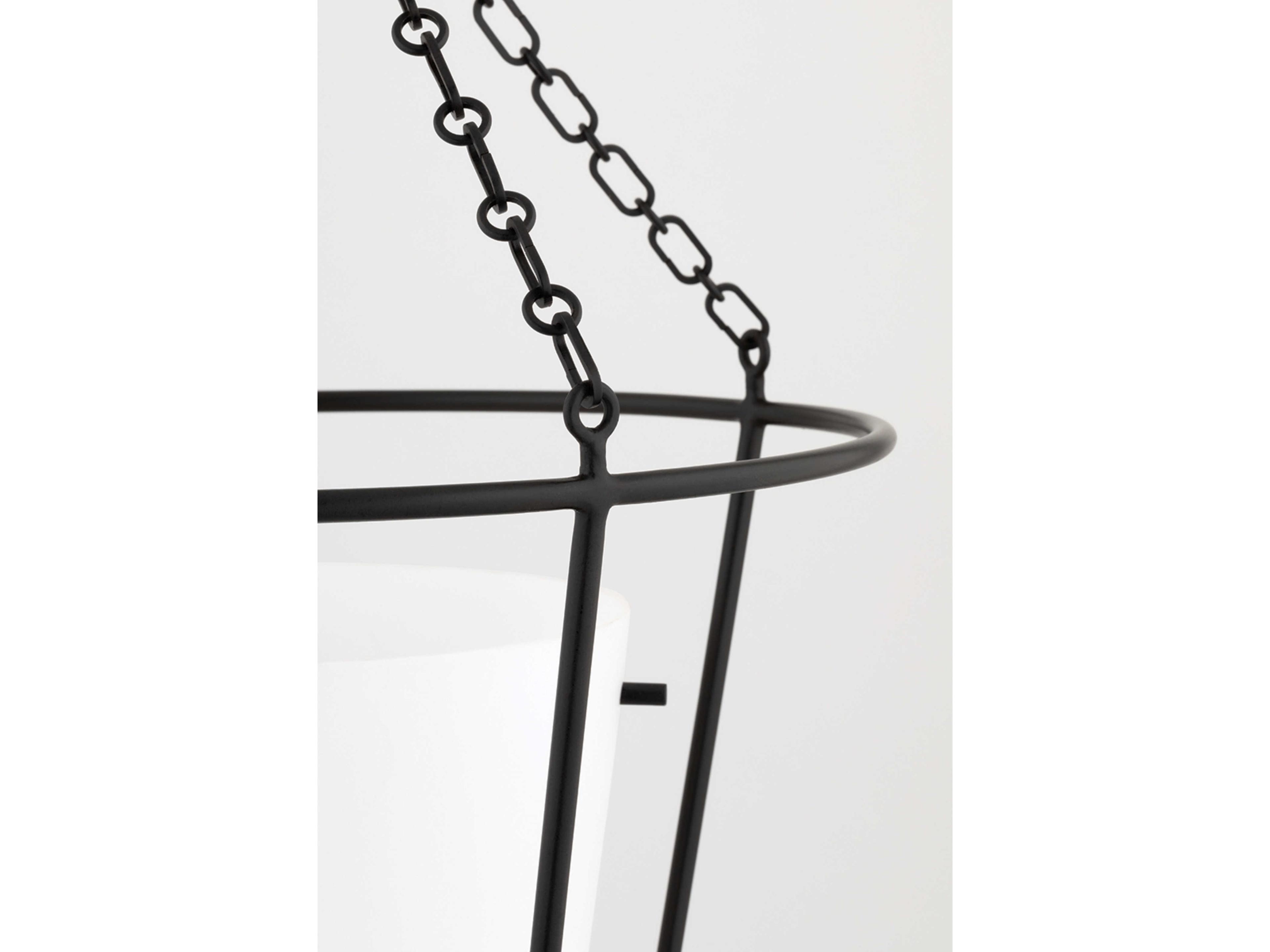 Hudson Valley Worchester 1-Light Aged Iron Opal Matte Black Glass Pendant