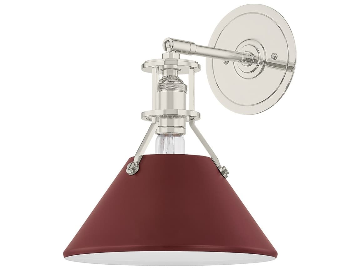 Hudson Valley Painted No. 2 1-Light Polished Nickel Soft Crimson Wall Sconce