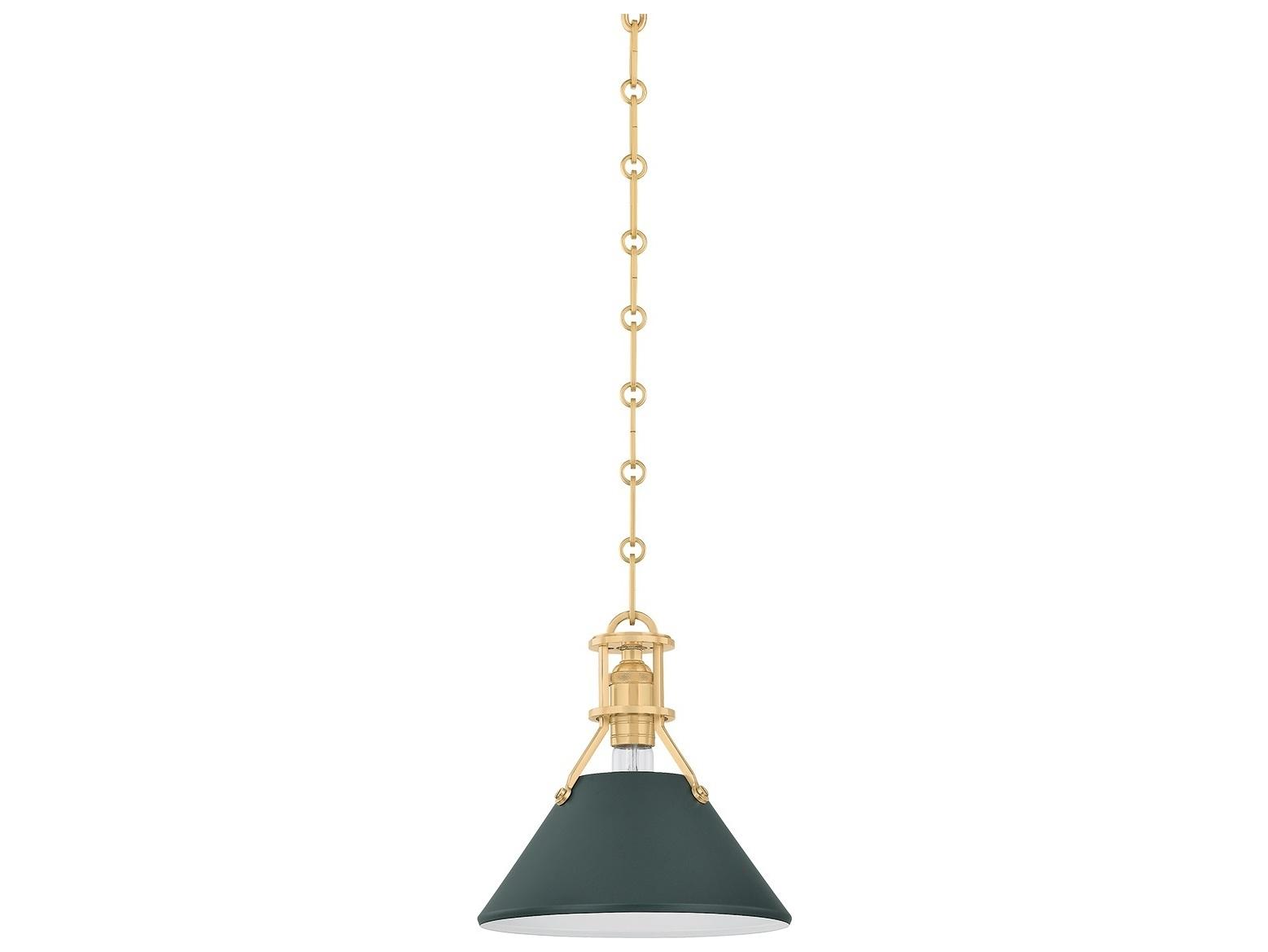 Hudson Valley Painted No. 2 1-Light Aged Brass Soft Studio Green Mini Pendant
