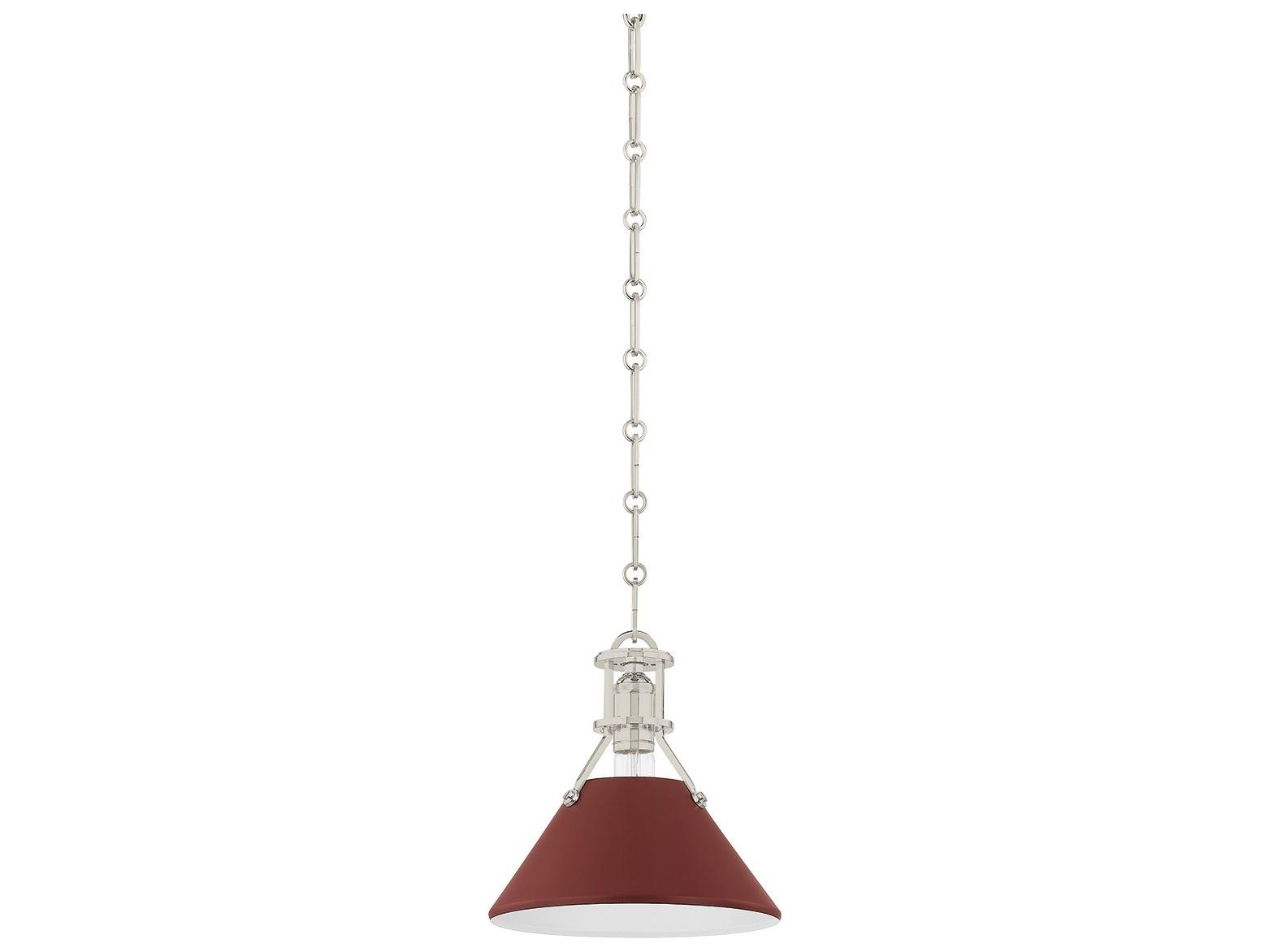Hudson Valley Painted No. 2 1-Light Polished Nickel Soft Crimson Red Mini Pendant